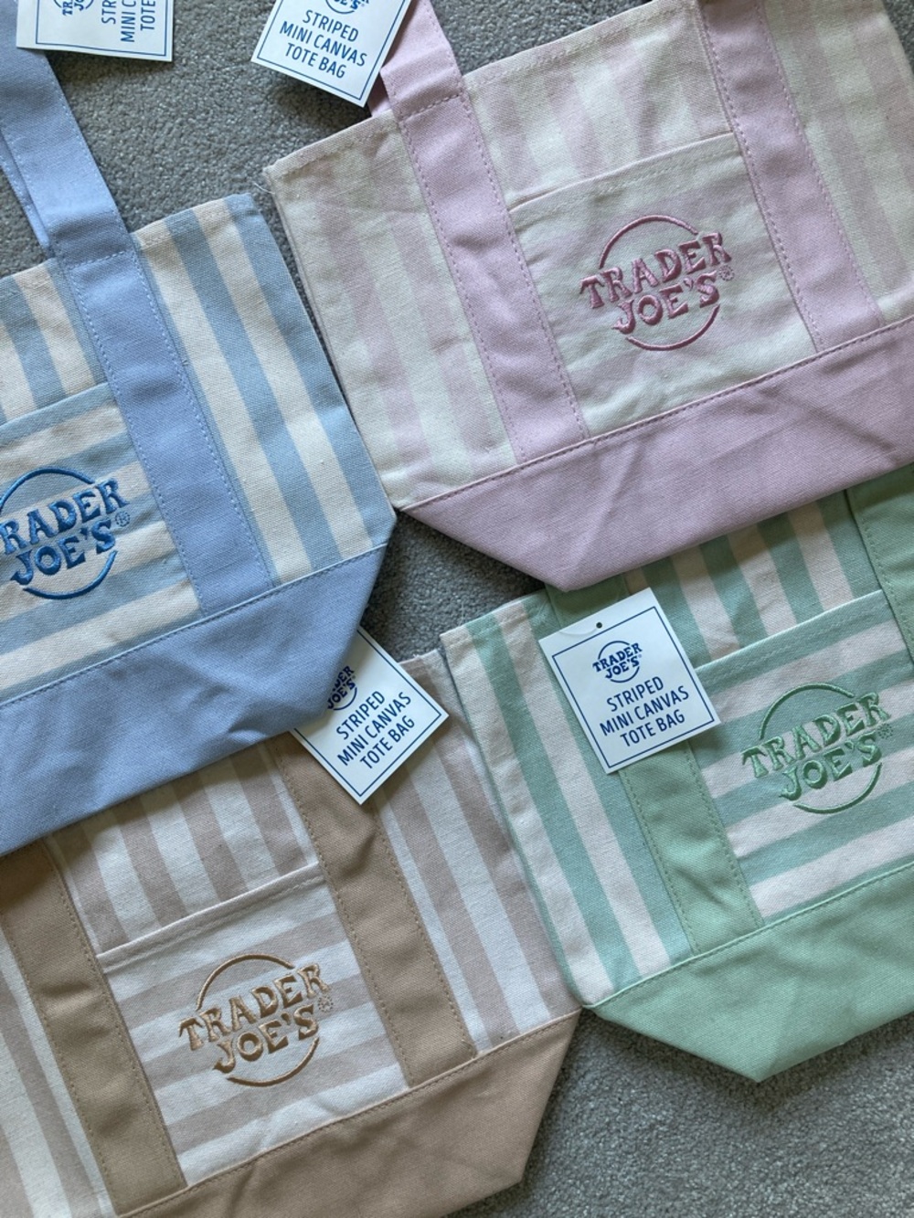 Set of 4 | Trader Joe’s Mini Striped Canvas Tote Bags - Picture 2 of 10